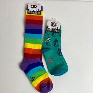 Sock It To Me NWT Kids 2 Pair Bundle Age 3-6 Size 8-13 whimsy rainbow mermaid